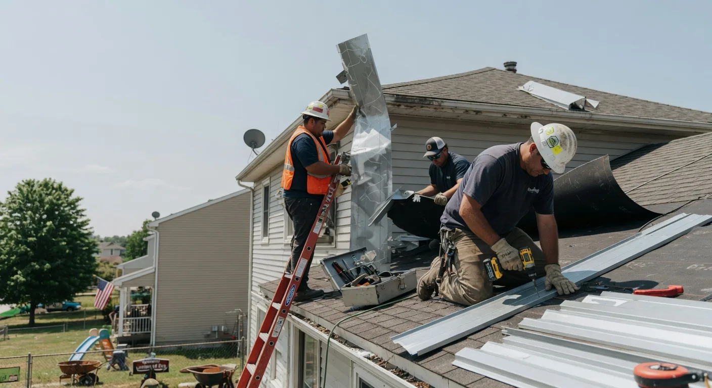 Storm Damage Metal Roof Repair in Lenzburg, IL